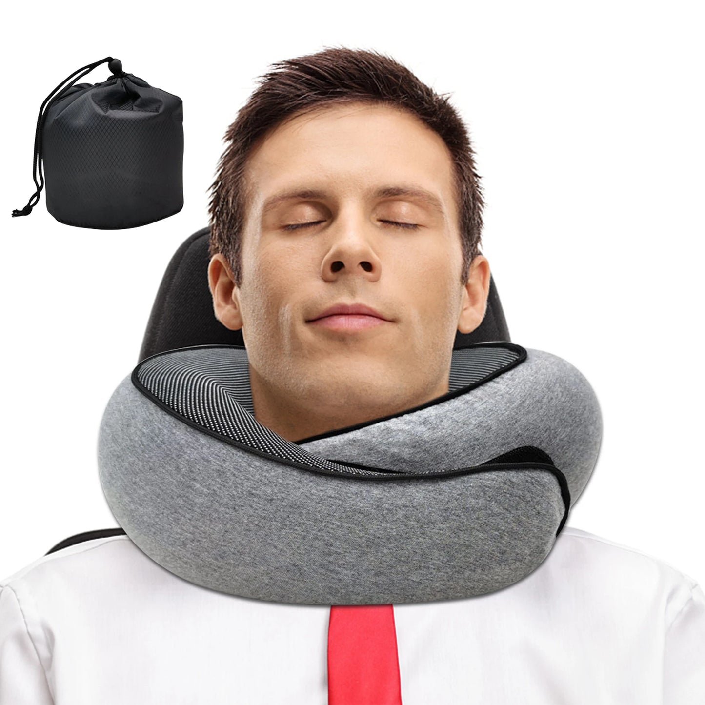 Cuscino da viaggio Memory Foam a forma di U – Supporto comodo e regolabile per collo e mento