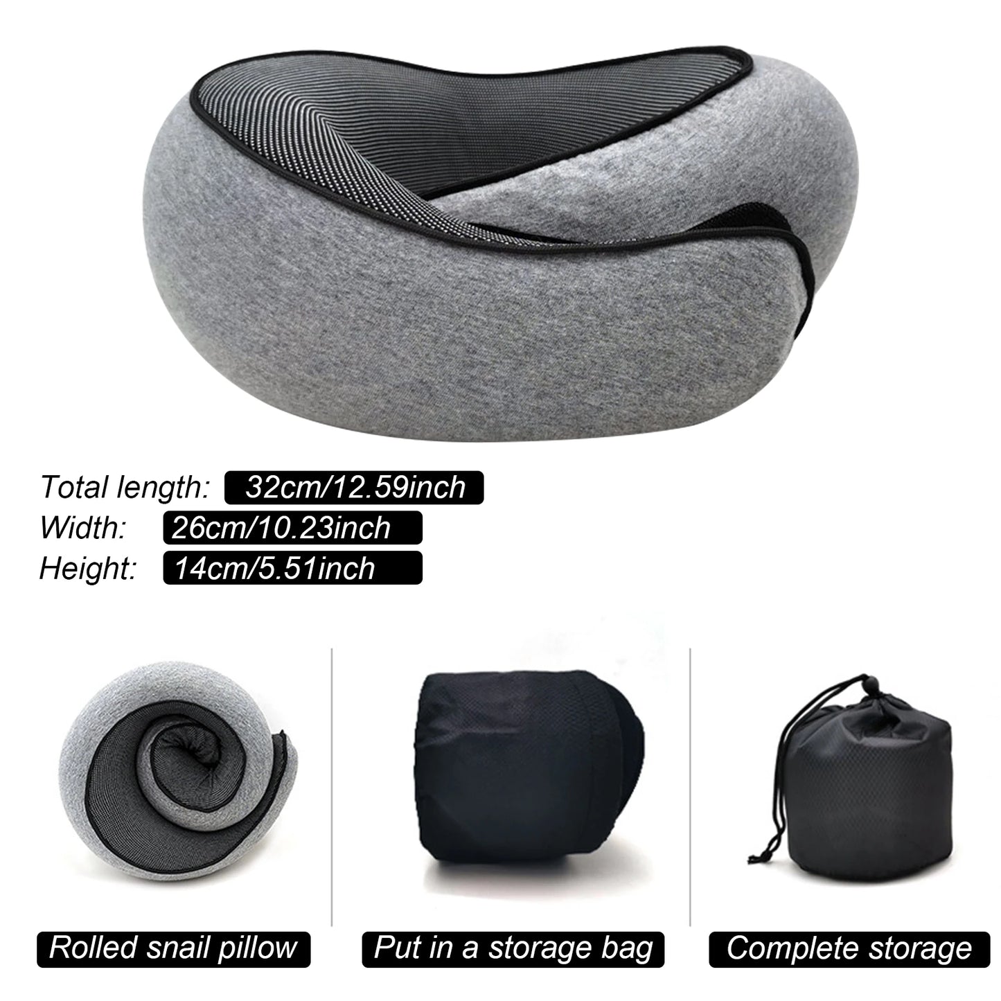 Cuscino da viaggio Memory Foam a forma di U – Supporto comodo e regolabile per collo e mento