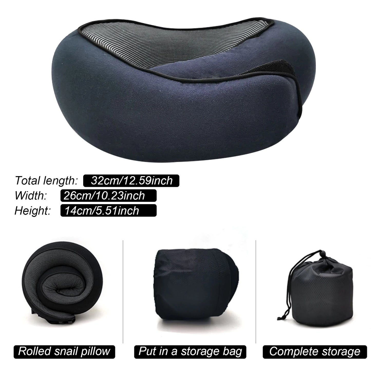 Cuscino da viaggio Memory Foam a forma di U – Supporto comodo e regolabile per collo e mento