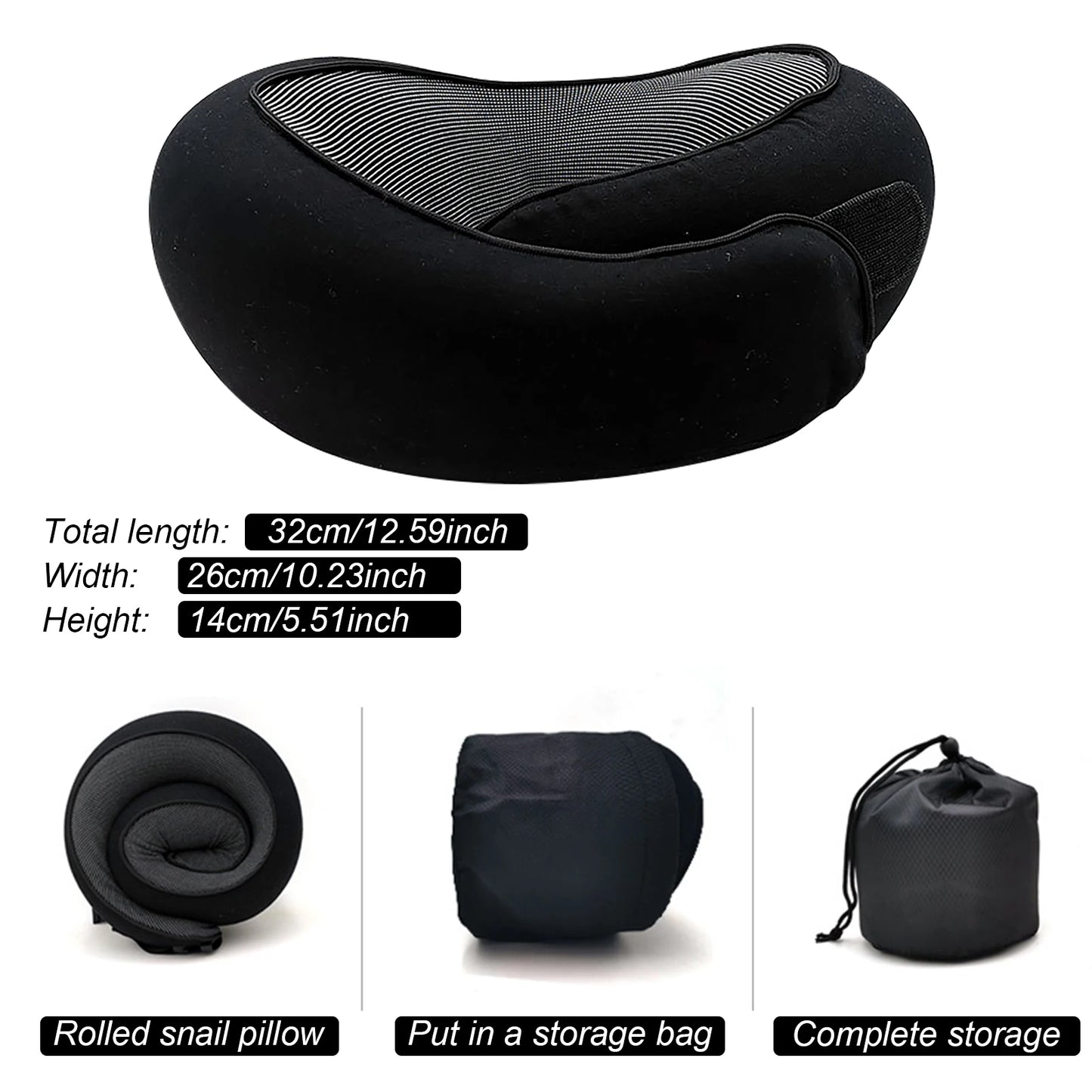 Cuscino da viaggio Memory Foam a forma di U – Supporto comodo e regolabile per collo e mento